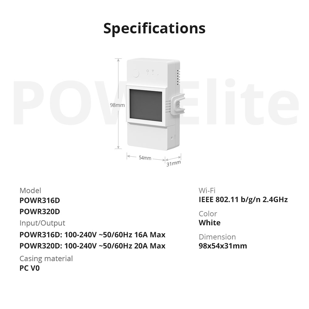 SONOFF POW Elite 20A Smart Power Meter Switch