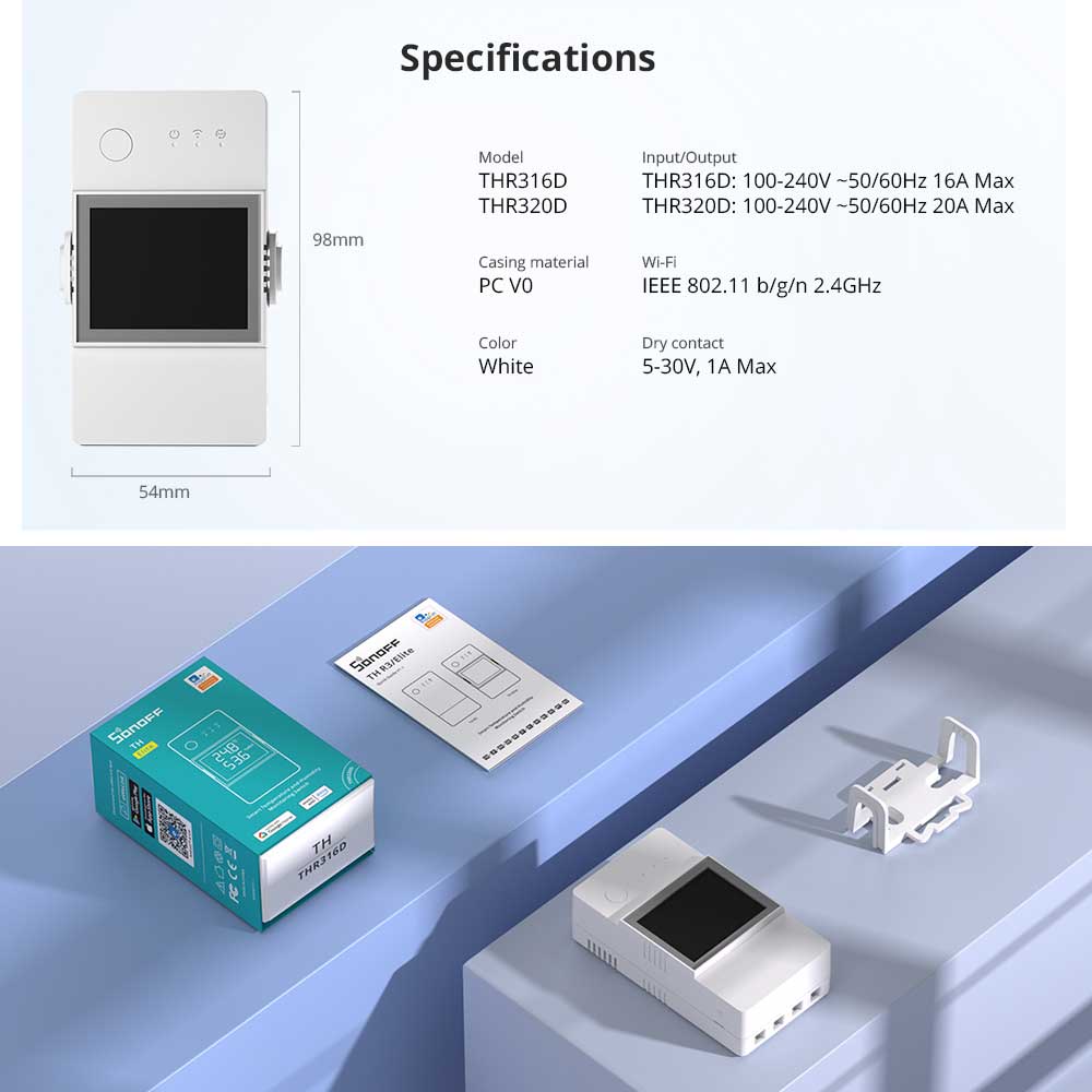 SONOFF TH Elite 20A Smart Temperature and Humidity Monitoring Switch