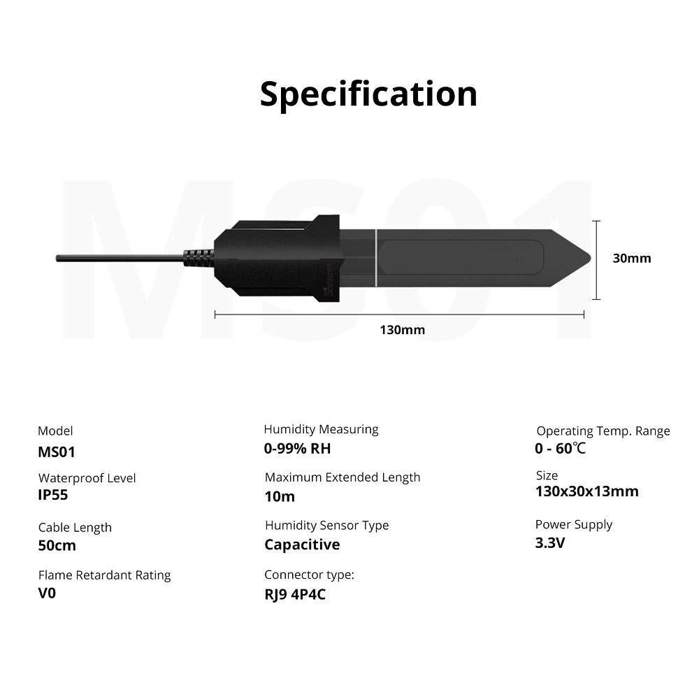 SONOFF MS01 Smart Soil Moisture Sensor with RJ9 Adapter