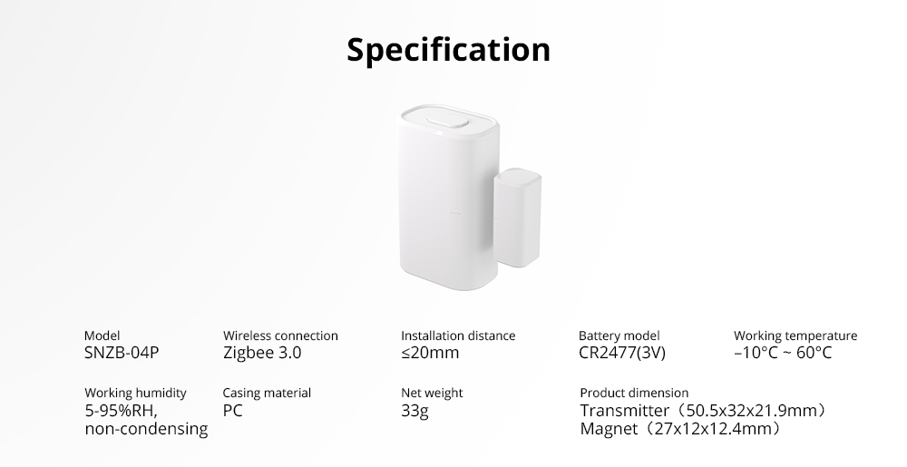 SONOFF Zigbee DoorWindow Sensor - SNZB-04P (bg1)