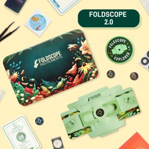 Explorer Kit – Assembled Foldscope 2.0 with 3 Lenses, Accessories & Metal Box