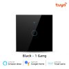 Tuya WiFi 1 Gang Smart Touch Switch Tempered Glass Panel Black Color Image