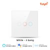 Tuya WiFi 3 Gang Smart Touch Switch Tempered Glass Panel White Color Image