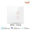 Tuya WiFi 4 Gang Smart Touch Switch Tempered Glass Panel White Color image